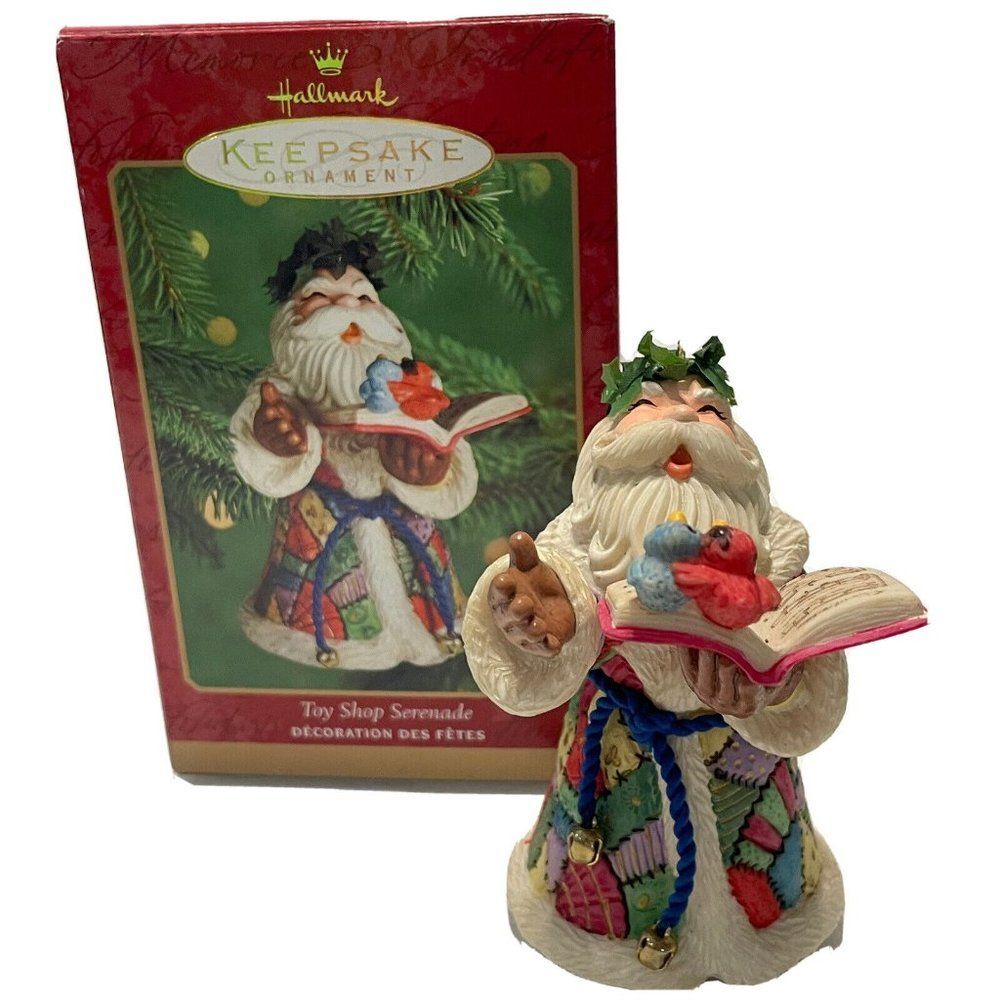 Vtg 2000 Hallmark Christmas  Ornament Toy Shop Serenade Santa Cardinal Blue Jay